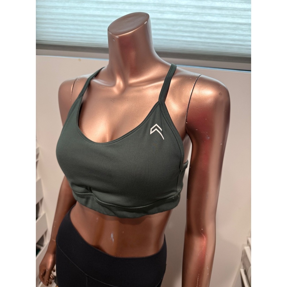 Oner Womens Everyday Sports Bra Forest Green Racerback Adjustable Straps Size M